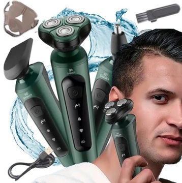 GOLARKA MĘSKA MASZYNKA TRYMER 4W1 DO GOLENIA BRODY WŁOSÓW BEZPRZEWODOWA