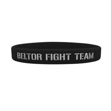 BELTOR OPASKA NA NADGARSTEK SILIKONOWA BELTOR FIGHT TEAM CZARNA BIAŁY NAPIS