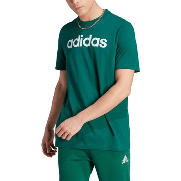 Koszulka męska adidas Essentials Single Jersey Linear zielona IJ8658 2XL