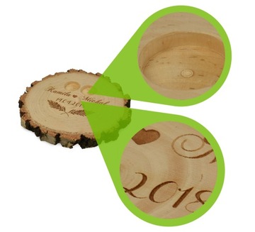 Деревянная шкатулка для обручальных колец - диск из дерева.