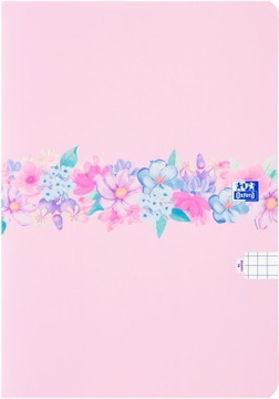 Brulion miękki Oxford Flowers B5/96k kratka z marginesem różowy