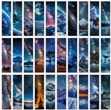 Закладки бумажные 30 шт. ГОРНЫЕ ПЕЙЗАЖИ модель 1 QH312 15 х 4 см.