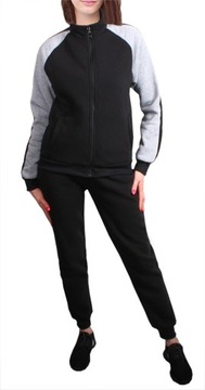 Ciepły DAMSKI dres DRESY bluza stójka 9100 grafit/róż 2XL/3XL