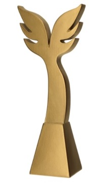 STATUETKA ODLEWANA ZŁOTA LIŚĆ GAŁĄZKA 23cm GRAWER