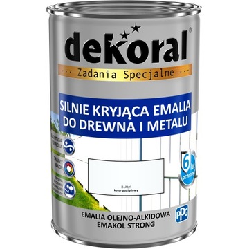 EMAKOL STRONG EMALIA DO DREWNA I METALU BIAŁA 10L