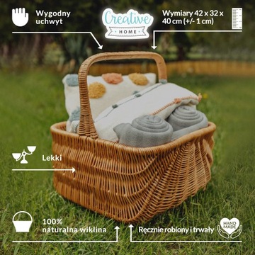 Большая голландская плетеная корзина для пикника с ручкой.