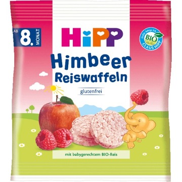 HiPP BIO Wafelki Ryżowe Malina Jabłko wit. B1