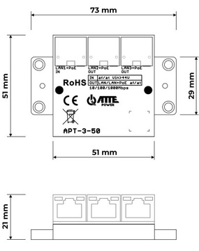 APT-3-50 Switch PoE 3 portowy 10/100/1000Mbps, extender