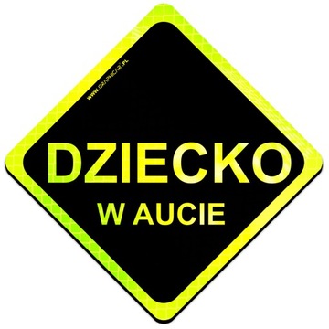 MAGNES ODBLASKOWY TABLICZKA DZIECKO W AUCIE NEON