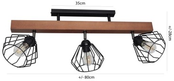 ŻYRANDOL LAMPA PLAFON SUFITOWY LED E27 DREWNO DRUCIAK NOWOCZESNY SALON HOL