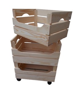 ДЕРЕВЯННАЯ ПОЛКА ДЛЯ ОВОЩЕЙ И ФРУКТОВ, 4 КОЛЕСА