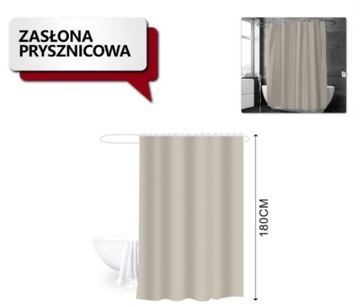 ZASŁONA PRYSZNICOWA WIESZAKI PEVA 180x180cm beżowy