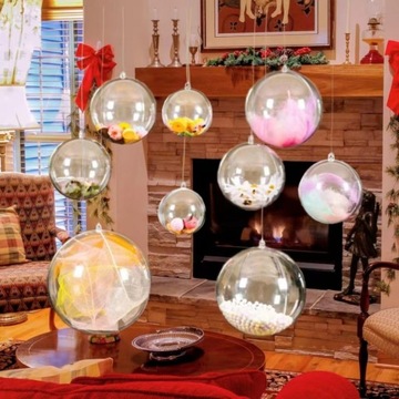 15шт прозрачные шарики с наполнителем Новогодние украшения SI