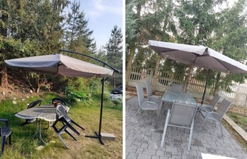 САДОВЫЙ ЗОНТ С РУЧКОЙ, СКЛАДНОЙ, РЕГУЛИРУЕМАЯ ПО ​​ВЫСОТЕ, СЕРЫЙ 350см