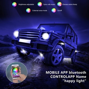 Bluetooth-совместимая светодиодная подсветка RGB Освещение днища автомобиля Управление через автомобильное приложение