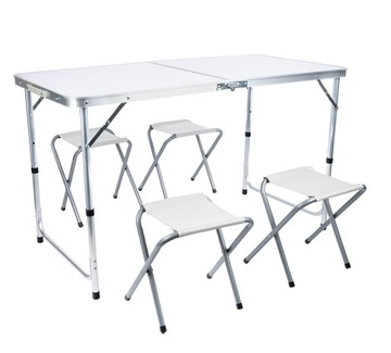 STOLIK SKŁADANY STÓŁ WALIZKA TURYSTYCZNY 4 KRZESŁA REGULAJCJA