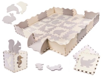 Velká Vzdělávací Podložka Pěnová Puzzle Ohrádka Šedá 36 dílků pro děti