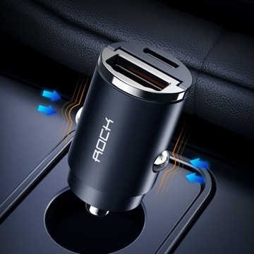 АВТОМОБИЛЬНОЕ ЗАРЯДНОЕ УСТРОЙСТВО ROCK ДЛЯ АВТОМОБИЛЯ H15 USB МОЩНЫЙ PD ПИТАНИЕ QC 30 Вт