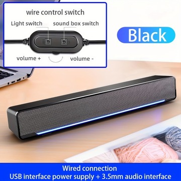 AuraWave LED Sound Bar - Crisp Audio, Dynamic Lights, USB Powered -