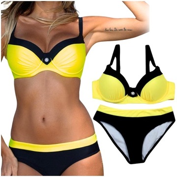 STRÓJ KĄPIELOWY DWUCZĘŚCIOWY DAMSKI USZTYWNIANY BIKINI KOMPLET PLUS SIZE XL