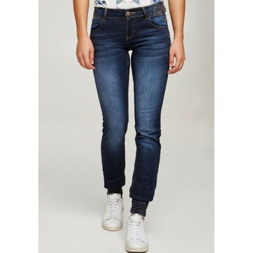 DESIGUAL elastyczne spodnie jeansy HAFTY gumki 24