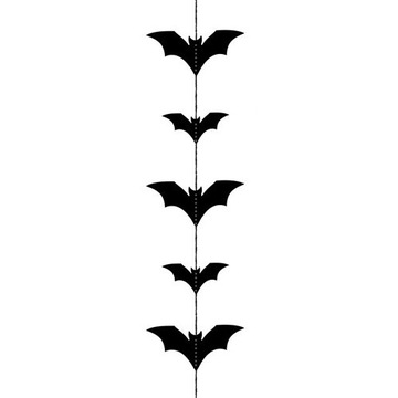 Girlanda na Halloween, Nietoperze - czarna, 1,5 m