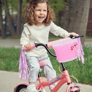 ВЕЛОСИПЕД НАБОР ДЛЯ ДЕВОЧЕК РУЛЬ КОРЗИНА РУЧКИ ЛЕНТЫ РОЗОВЫЙ