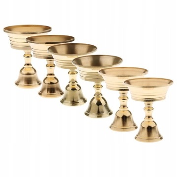 6 латунных старинных тибетских масляных ламп