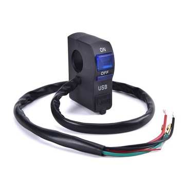 ПЕРЕКЛЮЧАТЕЛЬ ЗАРЯДНОЕ УСТРОЙСТВО ДЛЯ МОТОЦИКЛА LED USB 2A