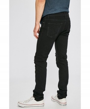 Jack Jones Męskie Czarne Jeansy Przetarcia Vinatage Slim Fit _ 32/32