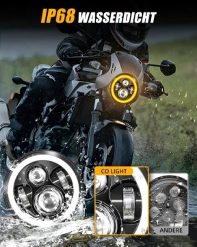 MOTORCYCLLE FRONT LAMP H4 LED 7Cali Для мотоциклов Harley IP67