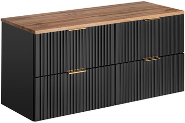 Zestaw 2 szafek pod umywalkę ADEL BLACK 120 cm z blatem WOTAN 89-120