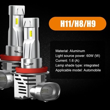 Светодиодные автомобильные лампы H11/H8/H9 30W 4800LM 6000K 2 шт.