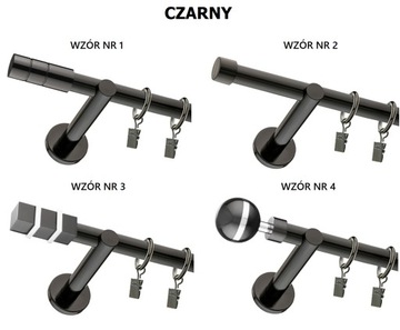 KARNISZ NOWOCZESNY CZARNY POJEDYNCZY FI 25mm 480cm