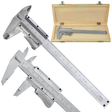 ТОЧНЫЙ СУППОРТ 0-150ММ 0,02ММ С ЗАМКОМ GEKO АВТОМАТИЧЕСКИЙ + ДЕРЕВЯННЫЙ КОРПУС