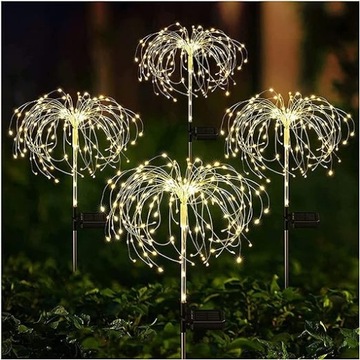 4 шт. СОЛНЕЧНЫЕ САДОВЫЕ ФОНАРИ ДАНДУЛЯРЫ ФЕЙЕРВЕРКИ УКРАШЕНИЯ 150x4 светодиодные лампы