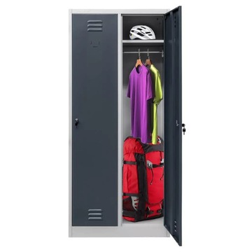 Шкаф платяной BHP, МЕТАЛЛ, 2-дверный, РАБОЧИЕ 180x80x50 см ГРАФИТ