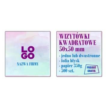 Wizytówki kwadratowe 500 szt. FOLIA BŁYSK PROJEKT