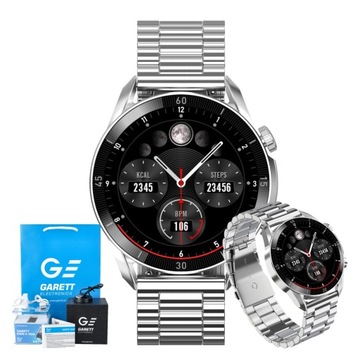 Zegarek męski Smartwatch Garett V10 Silver elegancki bransoleta srebrny