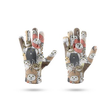 Женские и мужские перчатки с принтом панды, зимние противоскользящие