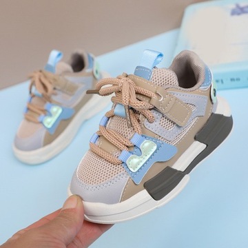 Детская спортивная обувь, легкая дышащая повседневная обувь с застежками-липучками f