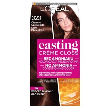 L'Oreal Paris Casting Creme Gloss 323 Ciemna czekolada farba do włosów