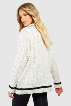 КЛАССИЧЕСКИЙ СВИТЕР ИЗ ШЕРСТИ Слоновой Кости, ДЛИННЫЙ РУКАВ, БРИТАНСКИЙ, УЗОР, BOOHOO WRITING M