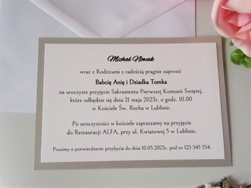 ZK23P Zaproszenie na Komunię komunijne PERSONALIZA