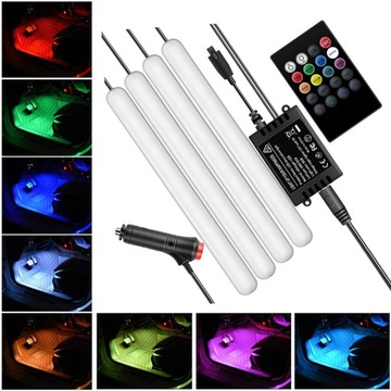 Oświetlenie wnętrza samochodu 48 Dekoracja LED RGB DIY Decor Zapalniczka samochodowa