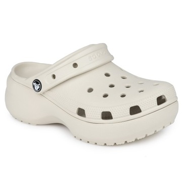 Klapki damskie, sportowe, chodaki Crocs CLASSIC PLATFORM CLOG BONE