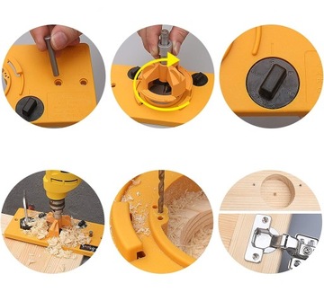 ШАБЛОН ДЛЯ СВЕРЛЕНИЯ ОТВЕРСТИЙ ПОД ПЕТЛИ 15-35мм 5 СВЕРЛ + УЖИН