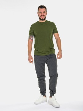 Spodnie dresowe męskie joggery bawełniane kieszenie na zamek grafit 2XL/3XL