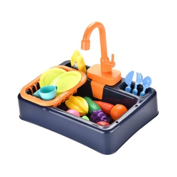 Притворись, что кухонная раковина НАБОР ИГРУШЕК НАРЕЗАННЫЕ ОВОЩИ ИГРА ИМИТИРОВАННЫЙ КРАН ВОДА СИНЯЯ