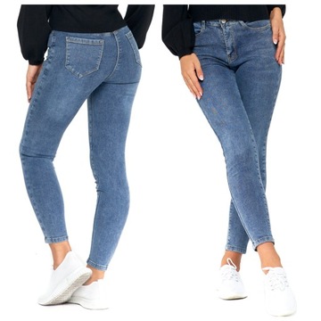 SPODNIE JEANSY SKINNY Z WYSOKIM STANEM RURKI KLASYCZNE MODNE MORAJ L